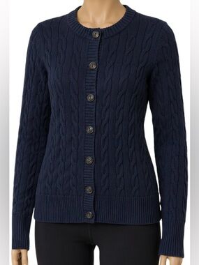 L.L. bean Women's The Original Double L Sweater, Cable Cardigan size medium